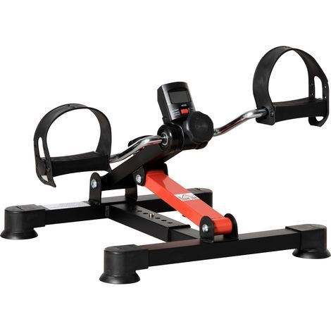 Pédalier d'appartement mini vélo d'appartement résistance ajustable écran LCD 33-43 x 40 x 24,5-34,5 cm en acier noir (1/5)