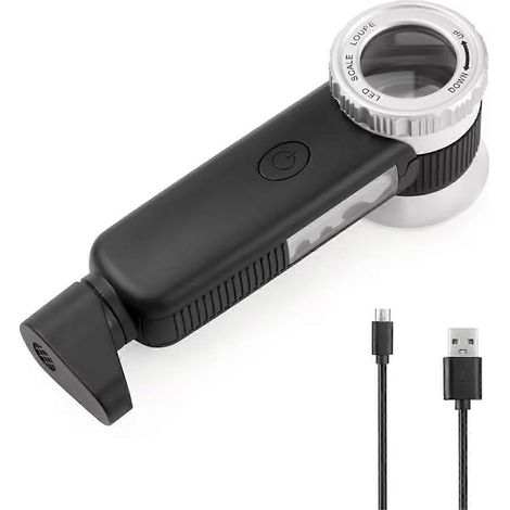 Loupe de bijoutier 30X avec 7 lampes, loupe pliable rechargeable USB et lampe torche intégrée pour l'évaluation du jade (1/5)