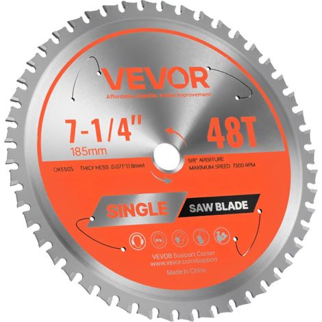 Lame de scie circulaire 185 mm, 48 dents en alliage, 15,875 mm d'arbre, finition précise, couper métal, acier et aluminium (1/5)