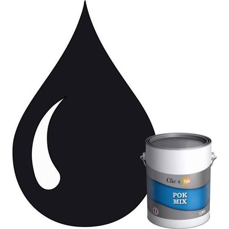 Peinture d'Accroche et Finition 2 en 1 - POK - POK MIX Bleu - Acrylique Satinée - RAL 5004 - 1L (1/4)