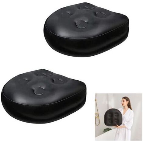 Lot de 2 Sièges de Bain Spa Jacuzzi Noir,Coussin et pour spa, coussin d'élévation multifonctionnel, coussin étanche gonflable, coussin de bain de massage, dossier de bain mou (1/4)