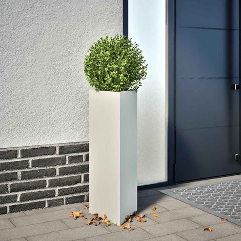 vidaXL Jardinera triangular acero blanco 30x26x75 cm (1/5)