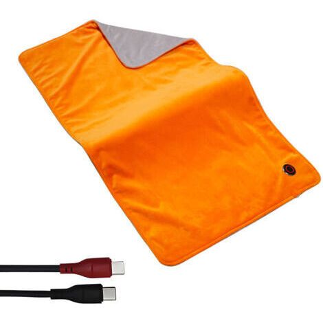 Couverture électrique graphène 80x45cm Chauffage 5 zones NTC intégré Arrêt automatique 2H Puissance 10W Lavable en machine Utilisation du plug-in Type-C Couverture électrique à contrôle de temp (1/5)