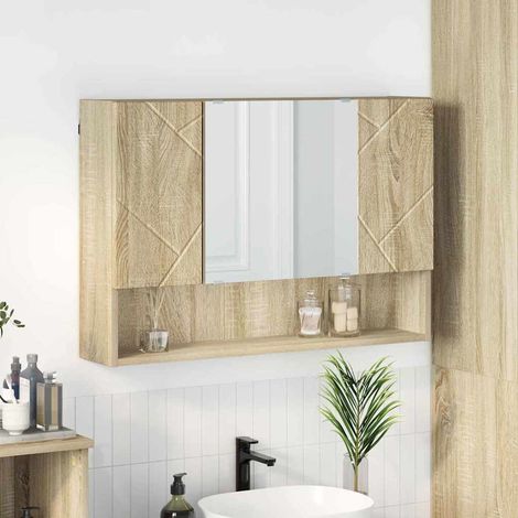 Mirror Cabinet Sonoma Oak 80 x 17 x 55 cm Engineered Wood vidaXL (1/5)
