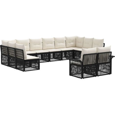 Gartensofa-set 12 pcs Schwarz Poly-Rattan vidaXL