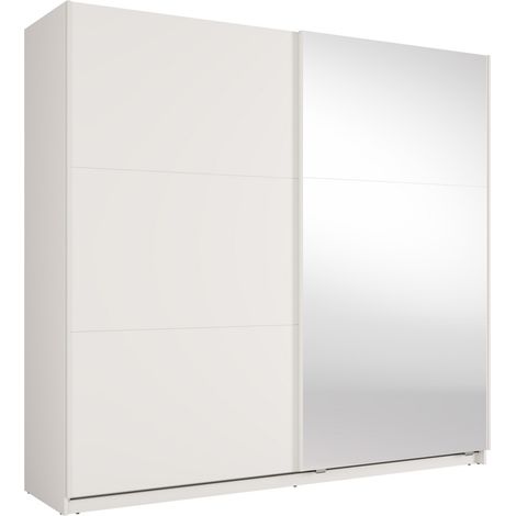 Armadio VENEZIA con cabina armadio aperta LED e specchi bianco opaco 221 cm