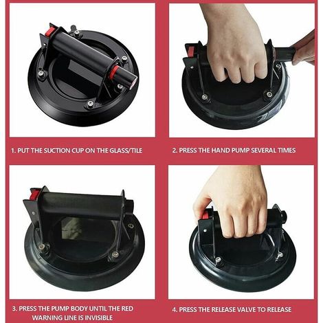 Ventouse - Capacité de Charge Jusqu'à 110 kg Professionnelle Ventouse Ventouses sous Vide Ventouse en verre pour Transport de Vitres, Carreaux & Plaques(1 pcs) (1/4)