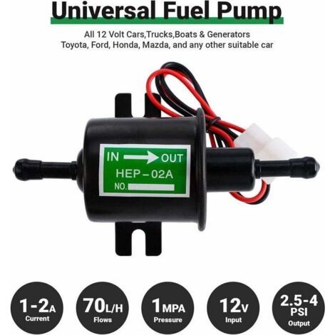 Pompe à Essence Électrique 12V HEP-02A Pompe à Carburant Électrique à Basse Pression 2.5-4PSI pour Toutes les Voitures, Camions et Bateaux