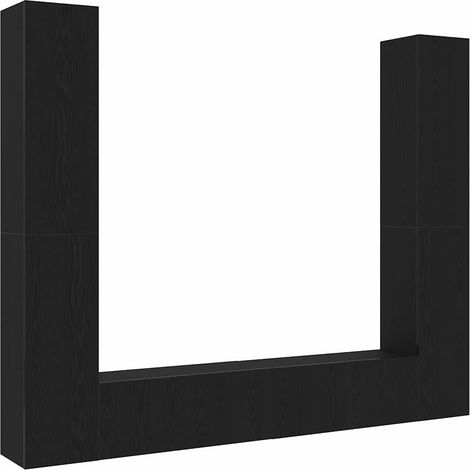 TV Cabinet Set Wall-mounted Black Engineered Wood vidaXL (1/5)
