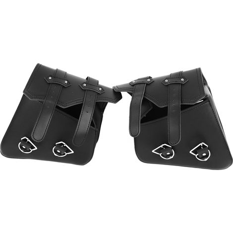 Lot de 2 sacoches de selle moto en cuir PU noir, grande capacité, étanches, pour bras oscillant de moto (1/5)