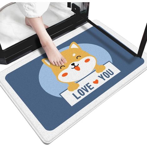 Tapis de porte d'entrée pour salle de bain et toilettes, absorbant l'eau, à séchage rapide, antidérapant, motif dessin animé, résistant aux taches et antidérapant. (1/3)
