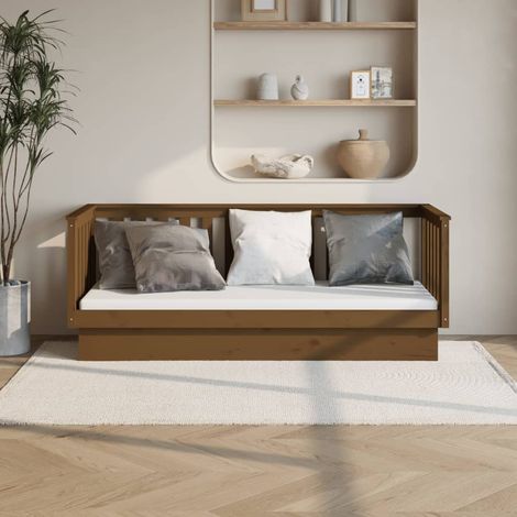 Sofá cama de madera maciza de pino marrón miel 75x190 cm vidaXL (1/5)