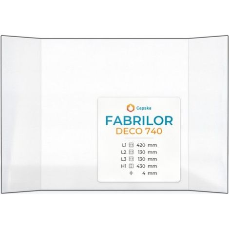 Vitre Fabrilor DECO 740 - Verre Prismatique pour insert - (130 + 420 + 130) x 430 mm (L2+L1+L3 x H1) - 4 mm