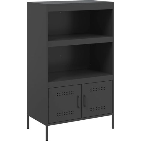 Credenza buffet cassettiera mobile contenitore organizer cucina soggiorno soggiorno alto 68 x 39 x 113 cm acciaio nero 020034964