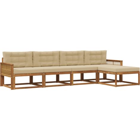 Outdoor Sofa Set with Cushion 5 pcs Natural and Beige vidaXL (1/5)