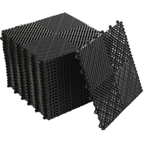 Grille de drainage, noire, 40 cm x 40 cm, antidérapante, étanche, installation facile (1/5)
