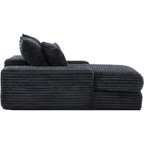 Chaise longue divano letto in ciniglia grigia 135x165x58 cm, 4 cuscini, memory foam HOMVRA (1/5)