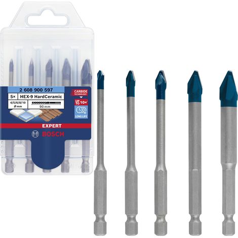 Bosch EXPERT 2608900597 5 Piece HEX-9 Ceramic Tile Porcelain Drill Bit Set 90mm (1/5)