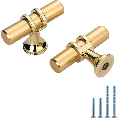 9-teiliges Set aus Schrankknöpfen aus gebürstetem Messing und goldenen Schubladengriffen