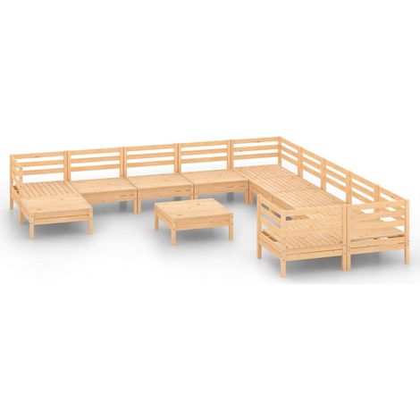 Maison Exclusive - 12-tlg. Garten-Lounge-Set Massivholz Kiefer (1/5)