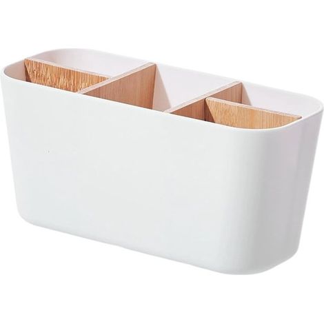 Organizador de baño, 5 compartimentos, Bandeja para pasta de dientes, Caja de almacenamiento multifuncional, 21910 cm, blanco (1/5)