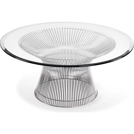 Tavolino da salotto rotondo - Design in vetro - Barrel Acciaio - Vetro, Acciaio inossidabile, Metallo (1/5)