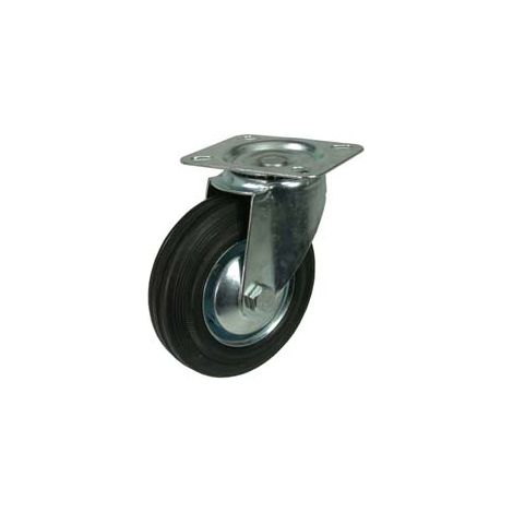 RUOTE INDUSTRIALI IN GOMMA CON PIASTRA GIREVOLE  ø mm.100 piastra mm.100x80    QUALITY
