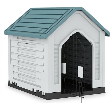 Cuccia per cani in plastica con porta chiudibile a chiave e ventilazione