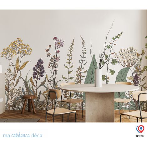 Papier peint : Fleurs graphiques - Intissé - L.400 x H.280 cm - Marron clair (1/3)