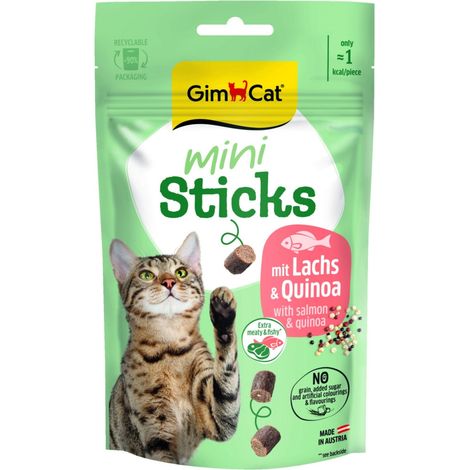 GimCat Sticks Mini Mini-Würstchen für Katzen 50 g – Lachs und Quinoa 50 g