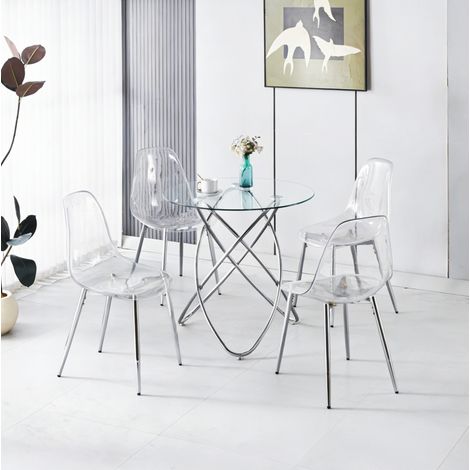 Esstisch Set mit 4 Stühlen Samtstoff Metallbeine OKMYHOME (1/5)