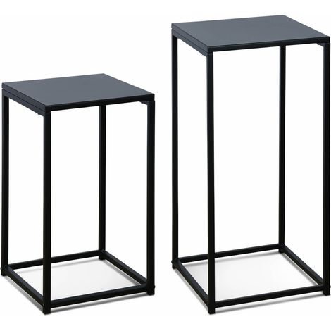 Pair of industrial side tables Black 34x34x74 cm - Industrielle (1/5)