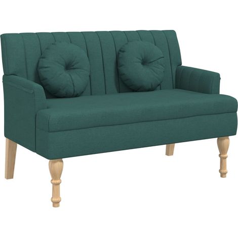 Panca con cuscini schienale e braccioli 113 x 64,5 x 75,5 cm tessuto verde DEC024636