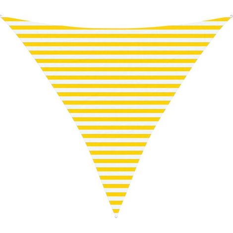 Voile d'ombrage à rayures jaunes et blanches, 3,6 x 3,6 x 3,6 mètres (1/5)