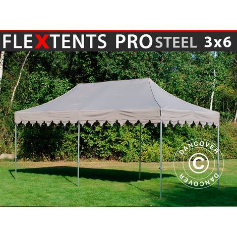 Pop up gazebo FleXtents PRO Steel "Morocco" 3x6 m Latte