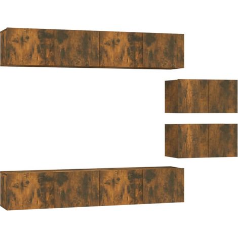 Maison Exclusive - 6-tlg. TV-Schrank-Set Räuchereiche Holzwerksto