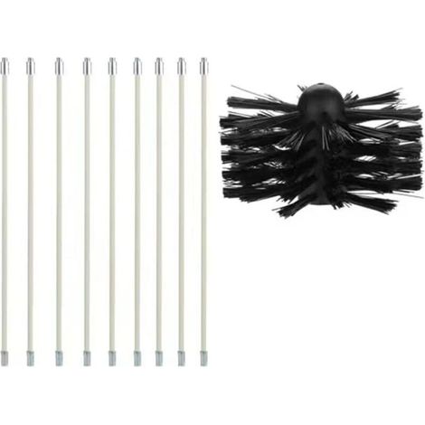 Kit Brosse de Cheminée, Outil Nettoyage pour Cheminées Brosse Kit de Ramonage Ccontient 9 (40cm Tiges Flexibles et 1 (100mm) Tête de kit de ramonage du Poêle à Granulés pour Poêle à Pellet (1/5)