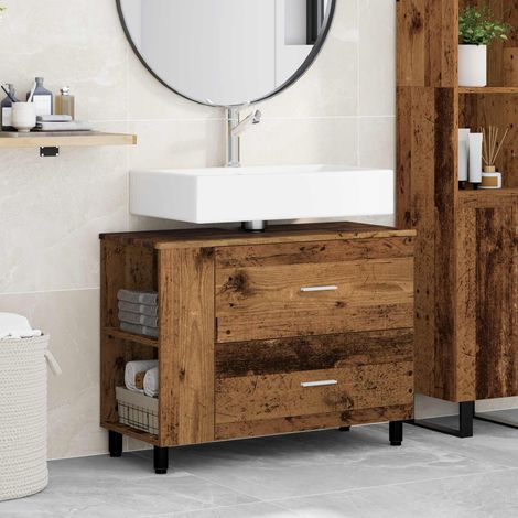 vidaXL Mobiletto da bagno Legno antico 80 x 35 x 60 cm