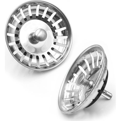 2PCS Bonde à panier universelle 8 cm Filtre à Évier de Cuisine en Acier Inoxydable Filtre Bouchon d'Évier à Double Couche Égouttoir Dévier pour Cuisine et Salle de Bain (1/5)