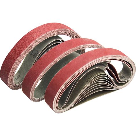 Bande abrasive 20x 520 mm.5 sortes de gravier mixte (6X40 /80/120/180/320).Ensemble de Bandes Abrasives,pour ponceuses à bande, métal,bois,polissage (30 pièces) (1/5)