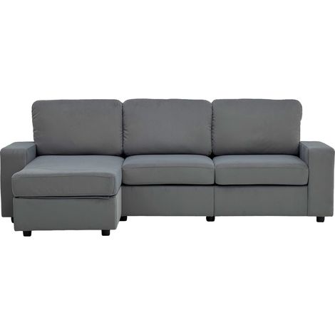 Sofá esquinero con almacenaje HOMVRA gris 245,5 cm con chaise longue reversible (1/5)