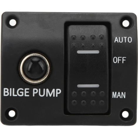 1 Panneau interrupteur pompe de cale, 3 voies 12V 24V, aluminium ABS, protection court-circuit, bateau (1/4)