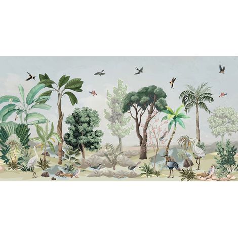Papier peint panoramique - Jungle Oiseaux - 130 cm x 68 cm (1/2)