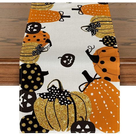 Chemin de Table Halloween 18030cm,Citrouilles Chemin de Table Halloween,Halloween-Deckendekoration für Innenräume, Feiertagsdekoration (1/5)