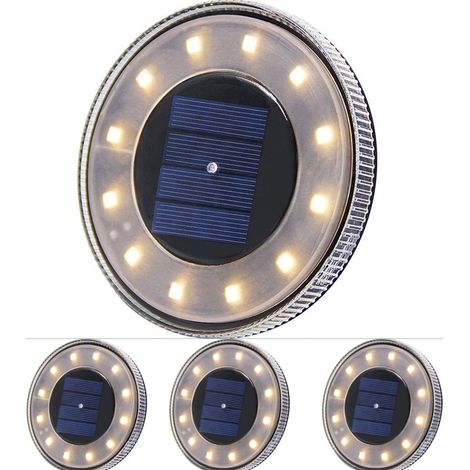 Lot de 4 lampadaires solaires à LED, éclairage extérieur solaire à 12 LED , étanche IP65 (1/5)