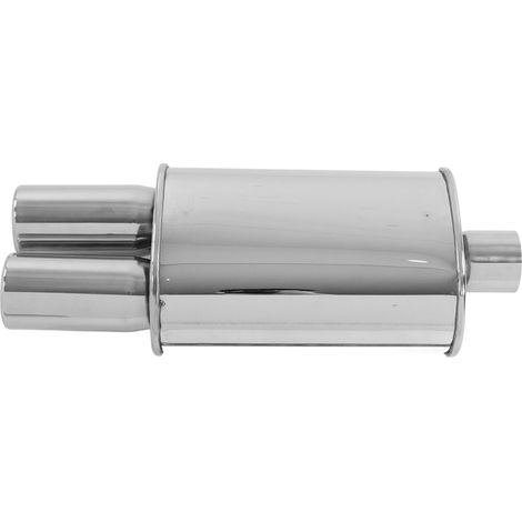 Silencieux Échappement Universel 63mm Entrée Double Sortie Inox Poli Modification Auto (1/5)