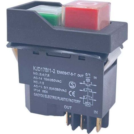 6-Pin Electromagnetic Switch 15A 250V AC IP55 Safety Waterproof Push Button Equipment (1/4)