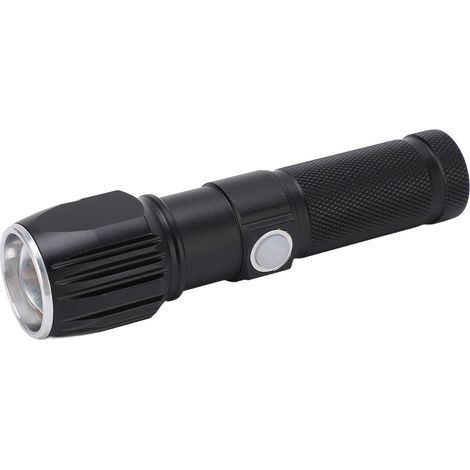 Lampe de poche P01 portable étanche noire avec câble USB pour camping randonnée marche (1/5)