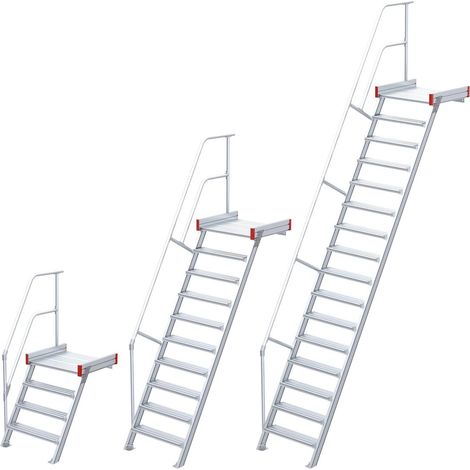 Euroline 511 Podesttreppe 60° 800mm Stufenbreite 7 Stufen Stahl Gitterrost