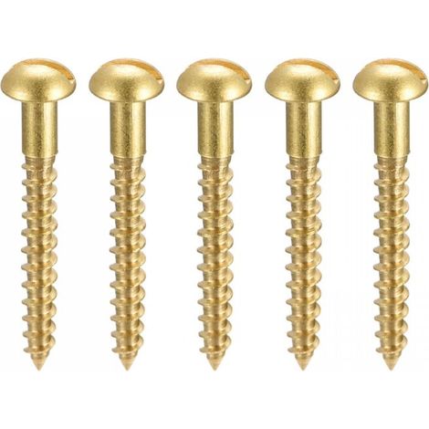 Bois Vis M2.5 x 20mm Fendu Rond Tête Laiton Autotaraudant Vis 100 Pcs (1/4)